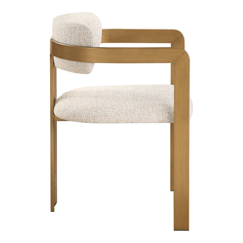 Aurum Linen Textured Fabric Upholstered Dining Chair in Beige