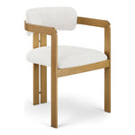 Aurum Linen Textured Fabric Upholstered Dining Chair in Cream
