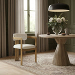 Aurum Linen Textured Fabric Upholstered Dining Chair in Cream