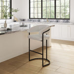 Augusta Metal Upholstered Barstool in Light Gray