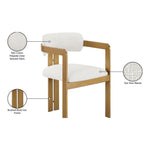 Aurum Linen Textured Fabric Upholstered Dining Chair in Cream