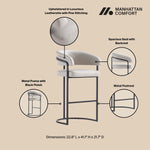 Augusta Metal Upholstered Barstool in Light Gray