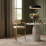Aurum Linen Textured Fabric Upholstered Counter Stool in Beige