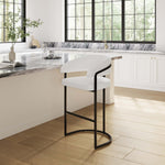 Augusta Metal Upholstered Barstool in White