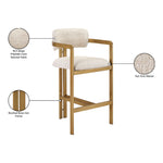 Aurum Linen Textured Fabric Upholstered Counter Stool in Beige