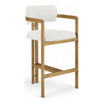 Aurum Linen Textured Fabric Upholstered Counter Stool in Cream