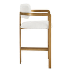 Aurum Linen Textured Fabric Upholstered Counter Stool in Cream