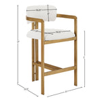 Aurum Linen Textured Fabric Upholstered Counter Stool in Cream