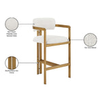Aurum Linen Textured Fabric Upholstered Counter Stool in Cream