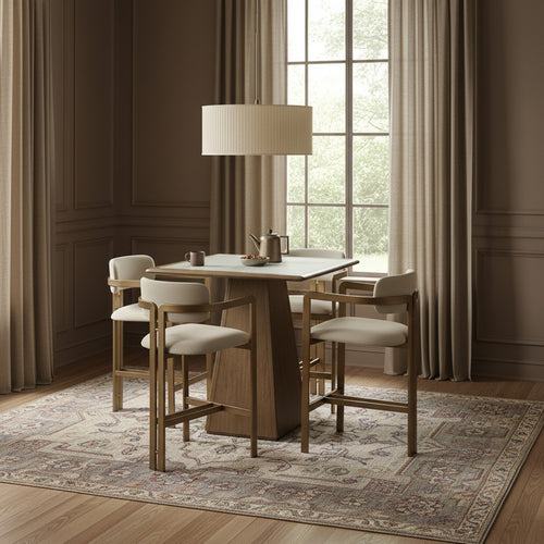 Aurum Vegan Leather Upholstered Counter Stool in Beige