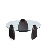 Artesia Glass Top Wood Coffee Table in Walnut