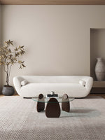 Artesia Glass Top Wood Coffee Table in Walnut