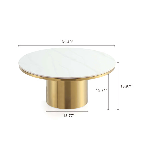 Glenn Sintered Stone Top Coffee Table in Gold