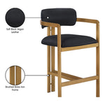 Aurum Vegan Leather Upholstered Counter Stool in Black
