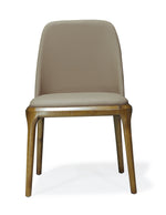 Courding Vegan Leather Wood Dining Chair in Tan