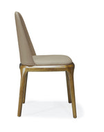 Courding Vegan Leather Wood Dining Chair in Tan