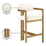 Aurum Vegan Leather Upholstered Counter Stool in Cream
