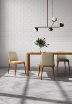 Courding Vegan Leather Wood Dining Chair in Tan