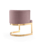 Aura Velvet Metal Dining Chair in Blush