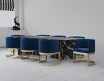 Aura Velvet Metal Dining Chair in Royal Blue