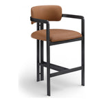 Aurum Vegan Leather Upholstered Counter Stool in Cognac