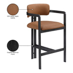 Aurum Vegan Leather Upholstered Counter Stool in Cognac