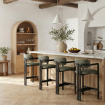 Aurum Vegan Leather Upholstered Counter Stool in Green
