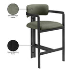 Aurum Vegan Leather Upholstered Counter Stool in Green