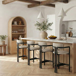 Aurum Vegan Leather Upholstered Counter Stool in Taupe