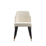 Estelle Vegan Leather Wood Dining Chair in Cream