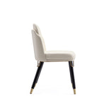 Estelle Vegan Leather Wood Dining Chair in Cream