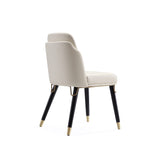 Estelle Vegan Leather Wood Dining Chair in Cream