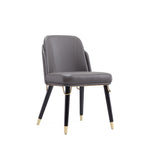 Estelle Vegan Leather Wood Dining Chair in Graphite