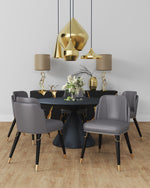 Estelle Vegan Leather Wood Dining Chair in Graphite