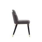 Estelle Vegan Leather Wood Dining Chair in Graphite