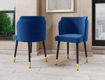 Zephyr Velvet Wood Dining Chair in Blue