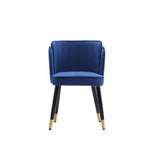 Zephyr Velvet Wood Dining Chair in Blue