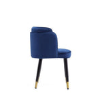 Zephyr Velvet Wood Dining Chair in Blue