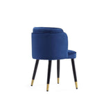 Zephyr Velvet Wood Dining Chair in Blue