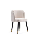 Zephyr Velvet Wood Dining Chair in Cream