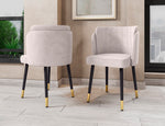 Zephyr Velvet Wood Dining Chair in Cream