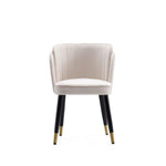 Zephyr Velvet Wood Dining Chair in Cream