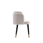 Zephyr Velvet Wood Dining Chair in Cream