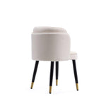 Zephyr Velvet Wood Dining Chair in Cream
