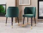 Zephyr Velvet Wood Dining Chair in Green