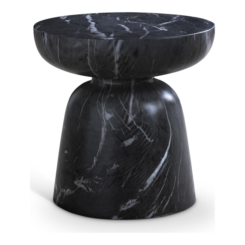 Avellino Marble Finish Concrete Indoor / Outdoor End Table in Black