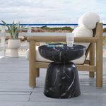Avellino Marble Finish Concrete Indoor / Outdoor End Table in Black