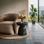 Avellino Marble Finish Concrete Indoor / Outdoor End Table in Black
