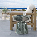 Avellino Marble Finish Concrete Indoor / Outdoor End Table in Green