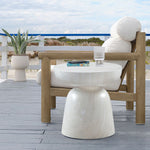 Avellino Marble Finish Concrete Indoor / Outdoor End Table in White